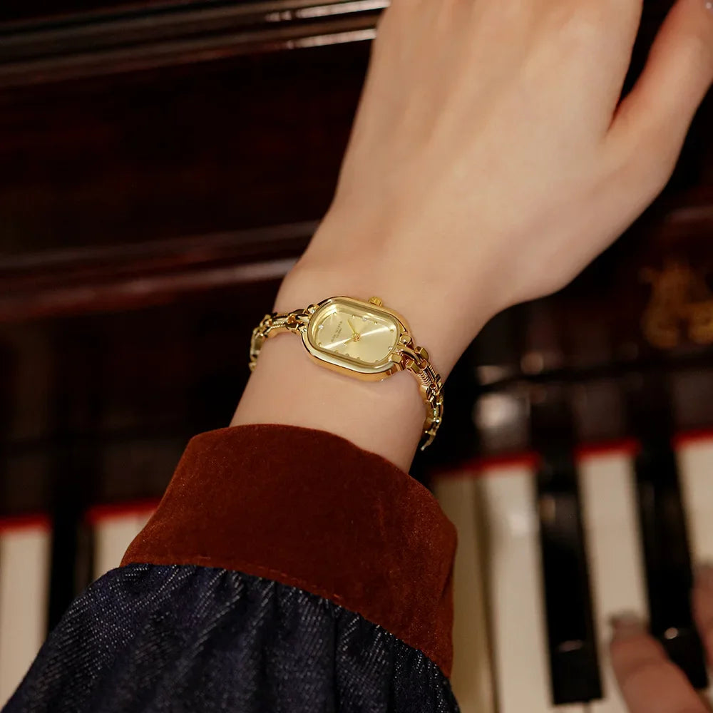 Space-Time Corridor mid-Ancient bracelet watch small retro small gold watch Oval light luxury artistic fashion quartz watch