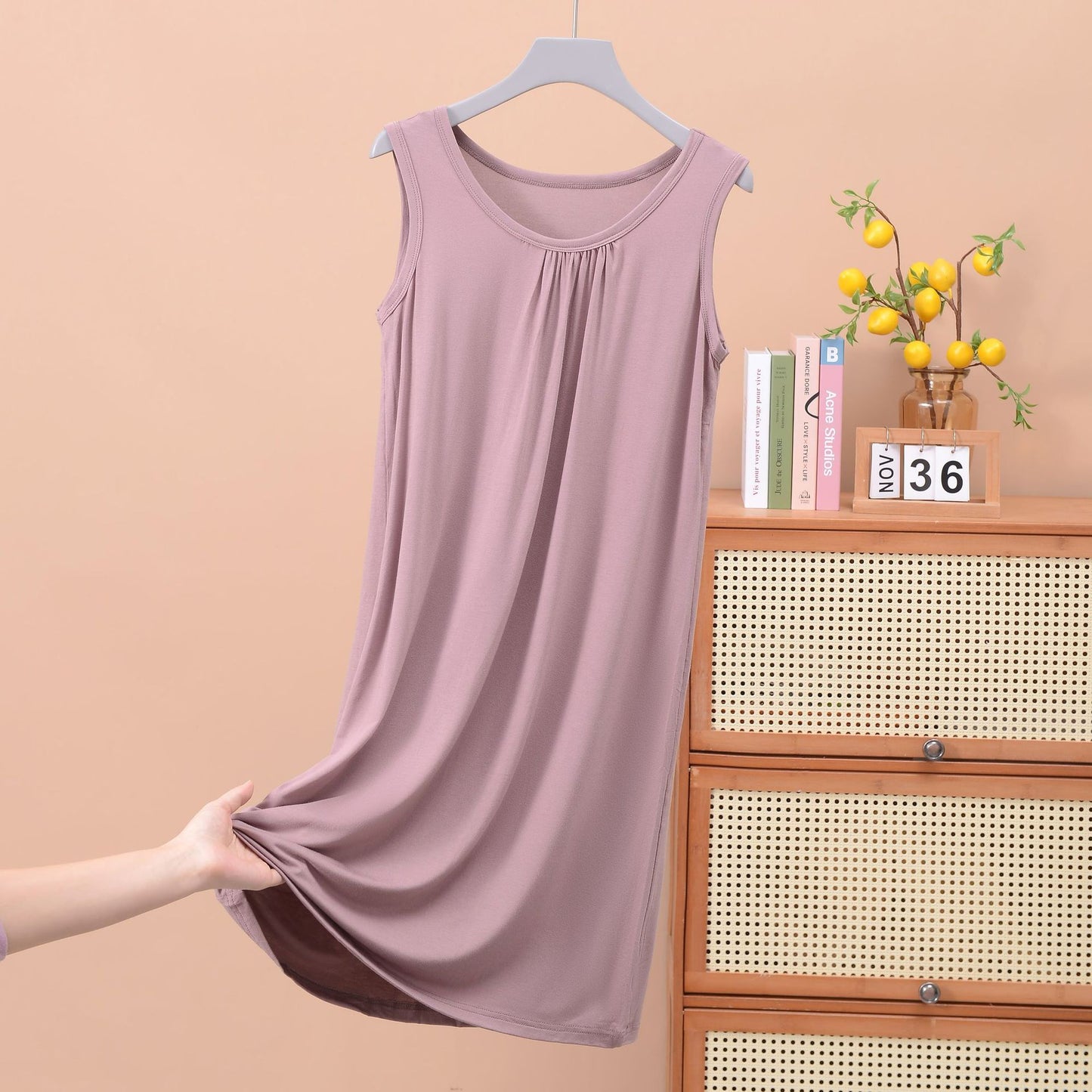 Round Neck Ruffled Sleeveless Loose Fit Maxi Dress for Plus Size - Solid Color Casual Home Dress