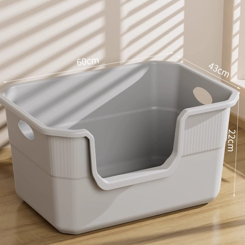 Large Open Cat Litter Box Semi Enclosed Anti Splash Odor Control Toilet for Kittens