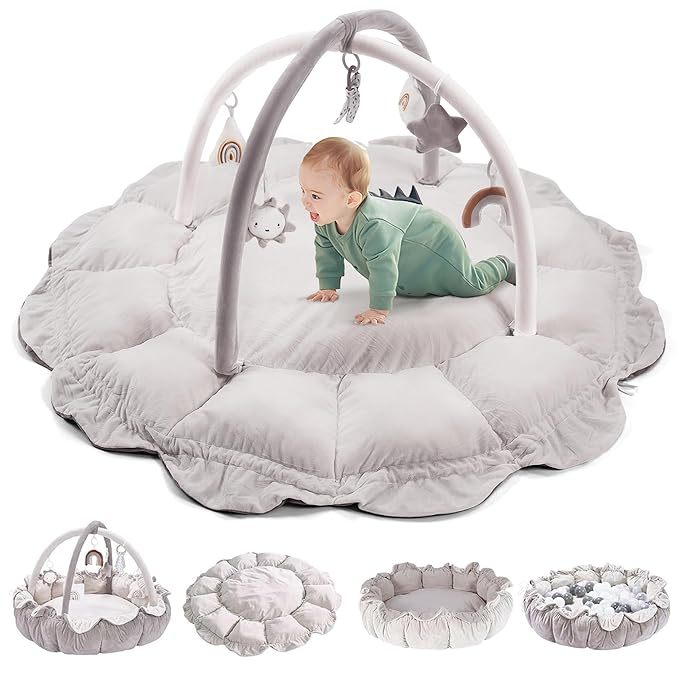 Three-in-one thickened petal baby fitness stand