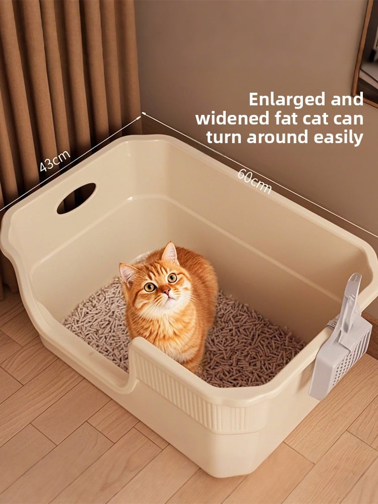 Large Open Cat Litter Box Semi Enclosed Anti Splash Odor Control Toilet for Kittens