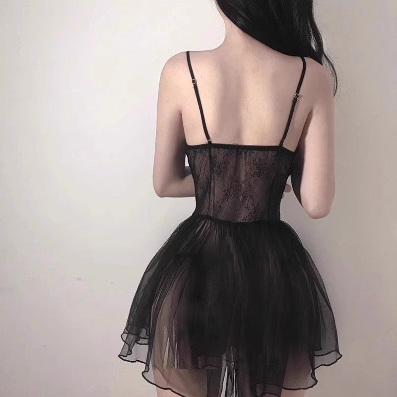 Sexy Sexy Lace Perspective Strap Princess Mesh Nightdress Passion Couple Pure Desire Wind Uniform suit