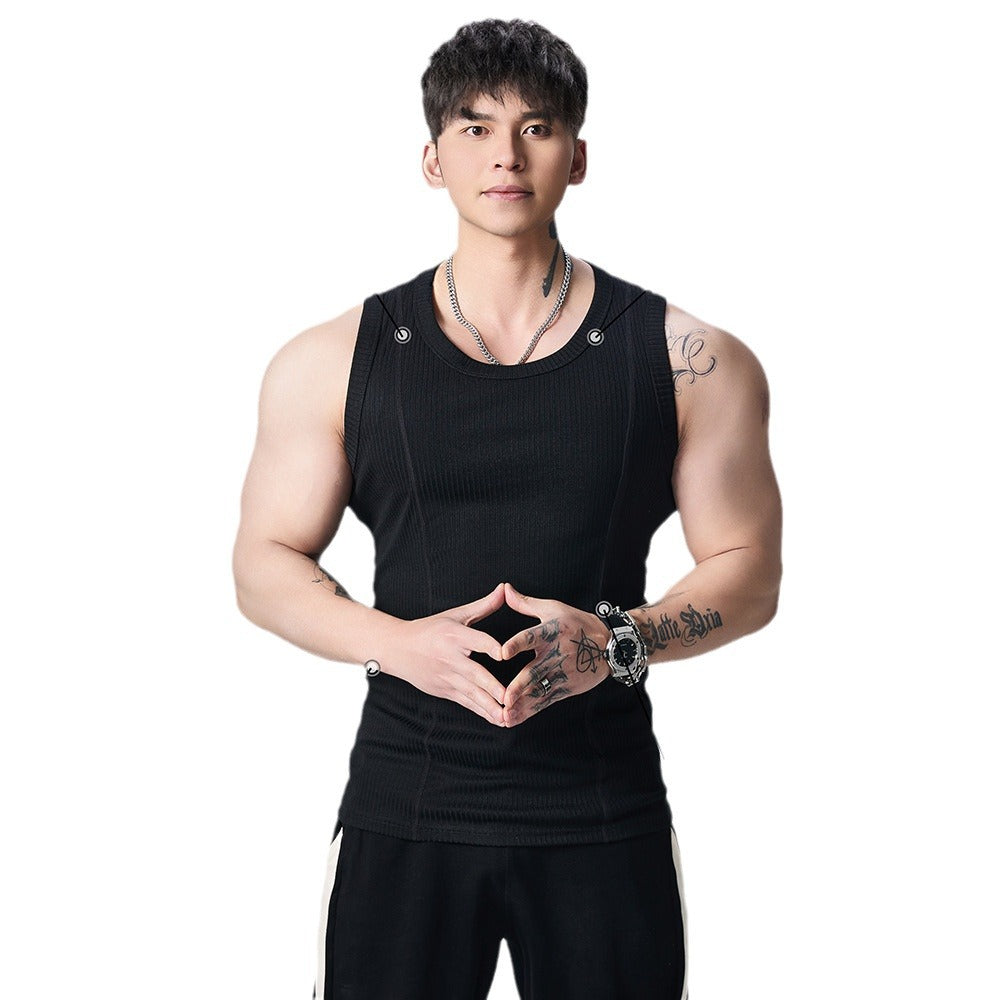 Heavy 310g sleeveless waistcoat men's vest big summer sports leisure fitness training T-shirt base