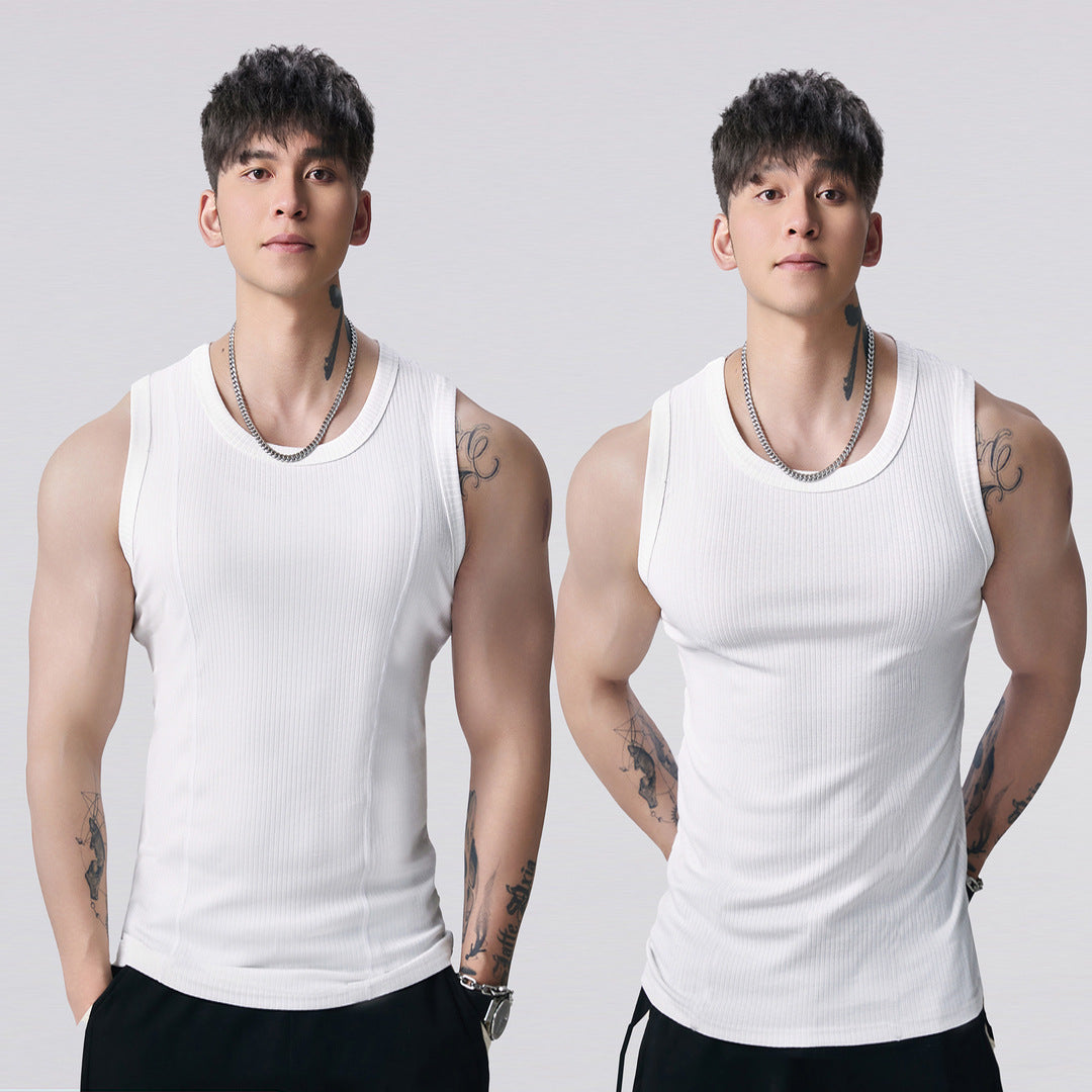 Heavy 310g sleeveless waistcoat men's vest big summer sports leisure fitness training T-shirt base