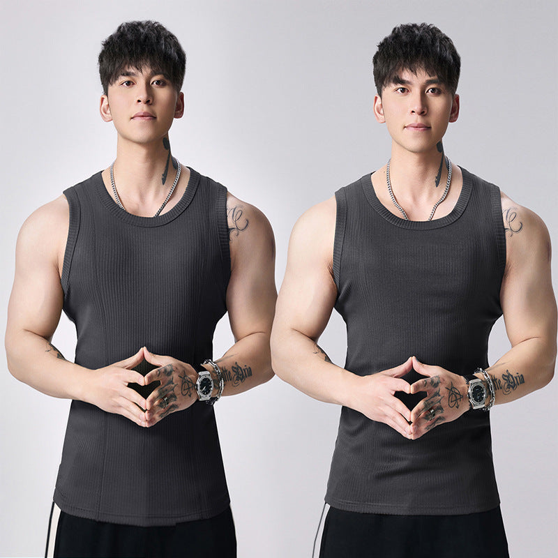 Heavy 310g sleeveless waistcoat men's vest big summer sports leisure fitness training T-shirt base