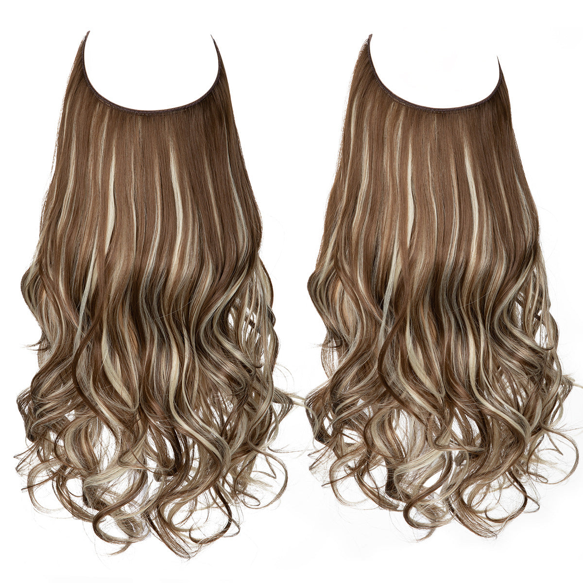 European and American wig one-piece hair quantity multiple U-shaped hair extension female fishing line wig invisible natural long curly hair