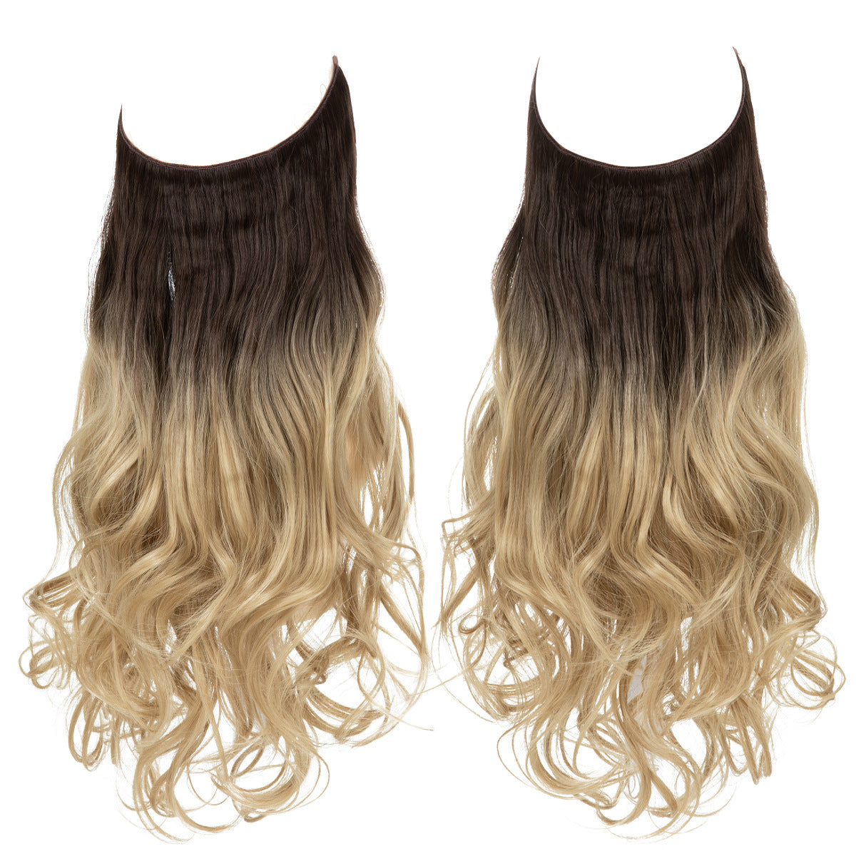 European and American wig one-piece hair quantity multiple U-shaped hair extension female fishing line wig invisible natural long curly hair