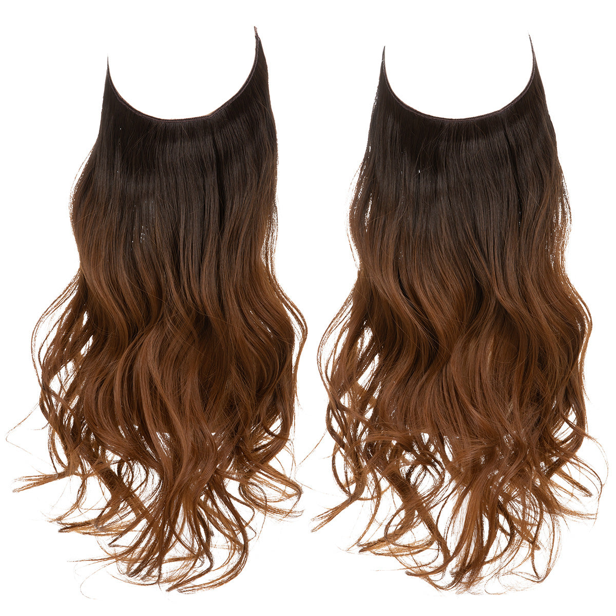 European and American wig one-piece hair quantity multiple U-shaped hair extension female fishing line wig invisible natural long curly hair