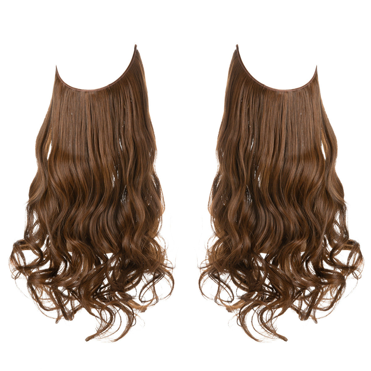 European and American wig one-piece hair quantity multiple U-shaped hair extension female fishing line wig invisible natural long curly hair