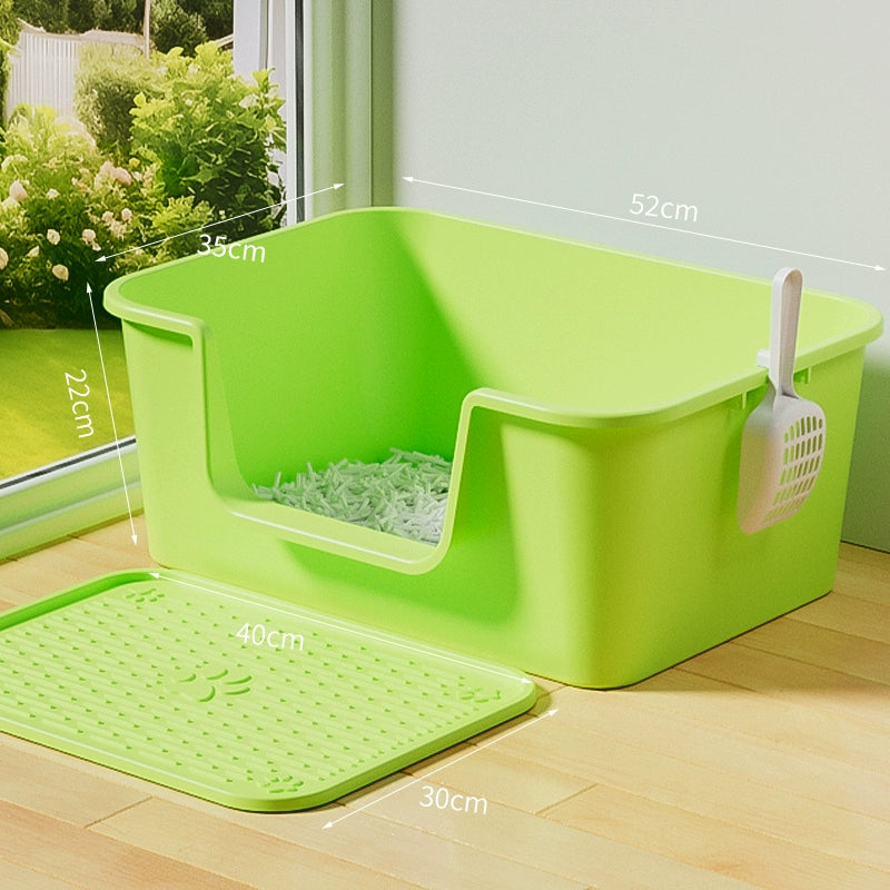 Large Open Cat Litter Box Semi Enclosed Anti Splash Odor Control Toilet for Kittens