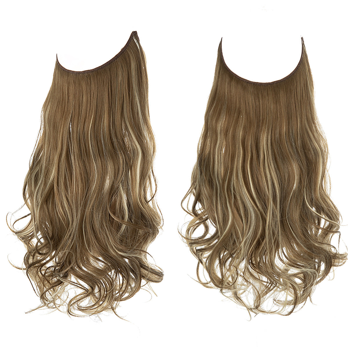 European and American wig one-piece hair quantity multiple U-shaped hair extension female fishing line wig invisible natural long curly hair