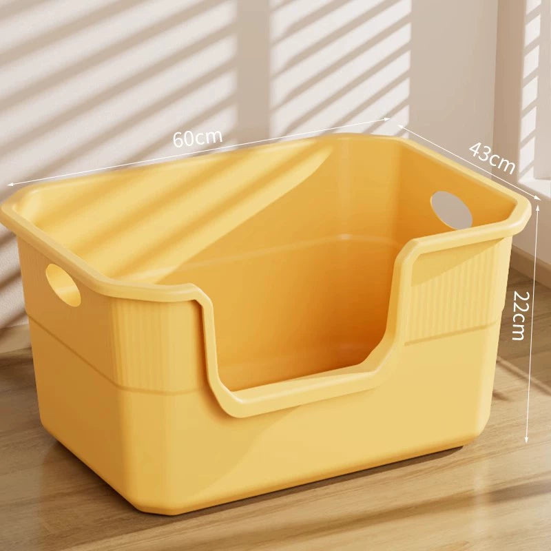 Large Open Cat Litter Box Semi Enclosed Anti Splash Odor Control Toilet for Kittens