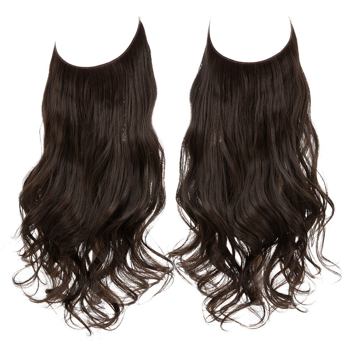 European and American wig one-piece hair quantity multiple U-shaped hair extension female fishing line wig invisible natural long curly hair