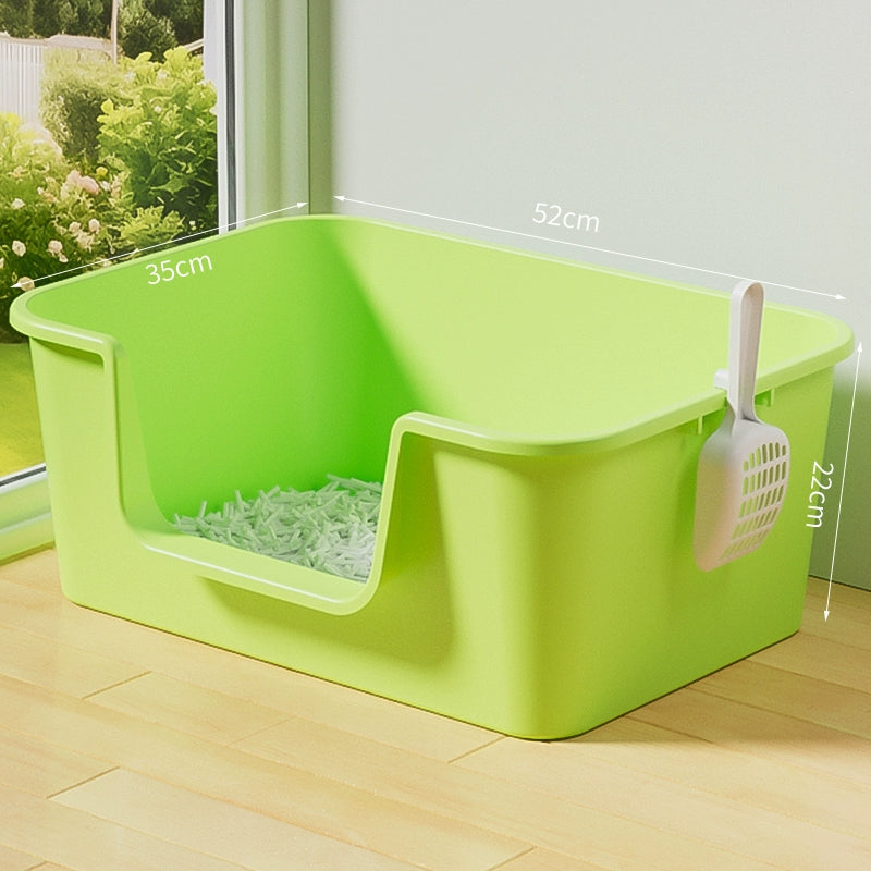 Large Open Cat Litter Box Semi Enclosed Anti Splash Odor Control Toilet for Kittens