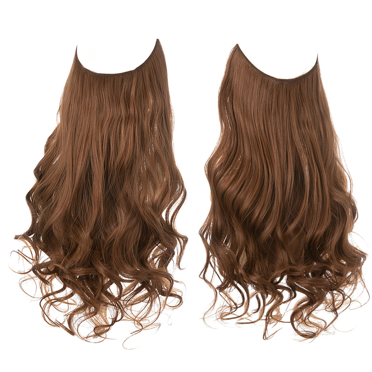 European and American wig one-piece hair quantity multiple U-shaped hair extension female fishing line wig invisible natural long curly hair