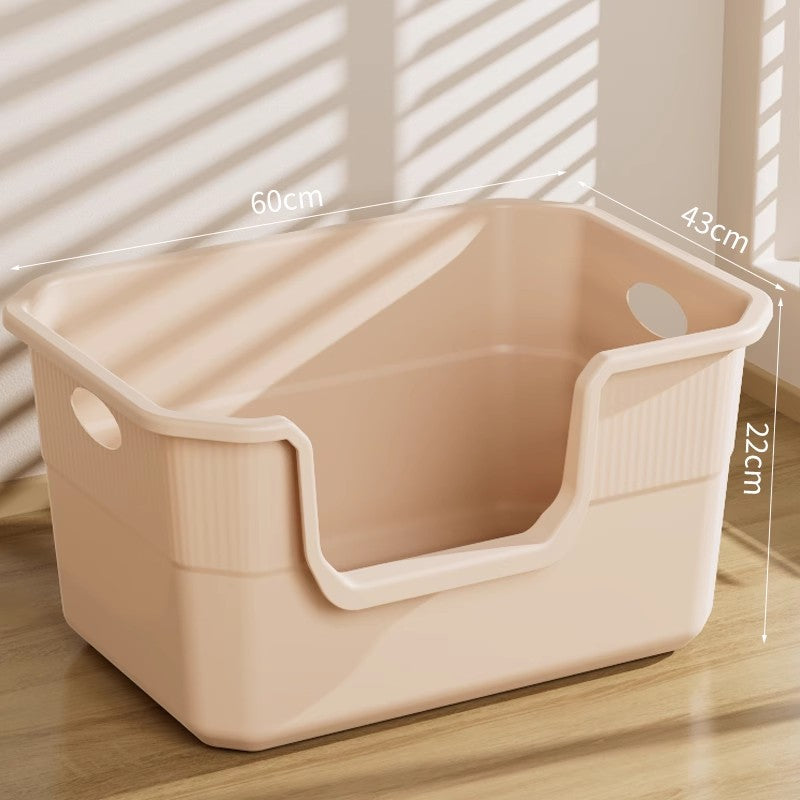 Large Open Cat Litter Box Semi Enclosed Anti Splash Odor Control Toilet for Kittens