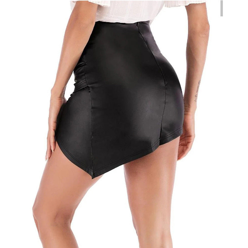 Faux leather crossed skirt