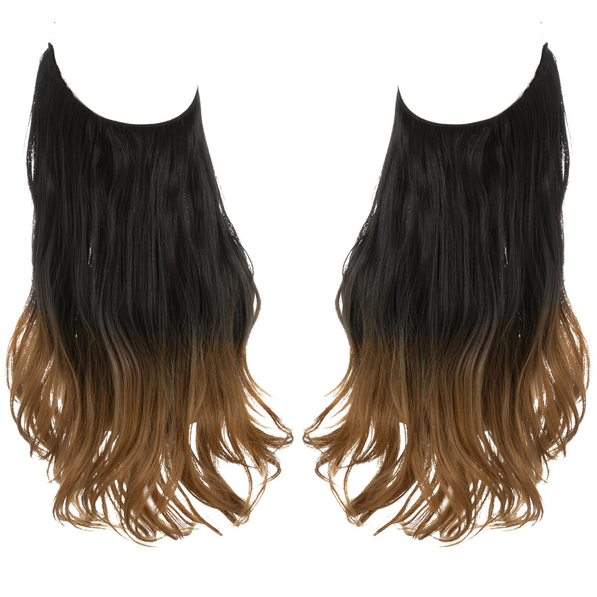European and American wig one-piece hair quantity multiple U-shaped hair extension female fishing line wig invisible natural long curly hair
