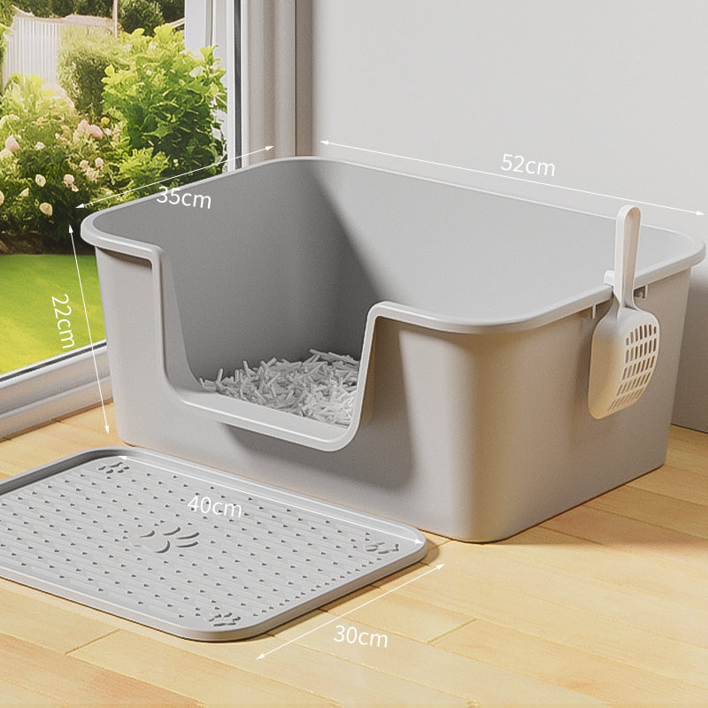 Large Open Cat Litter Box Semi Enclosed Anti Splash Odor Control Toilet for Kittens