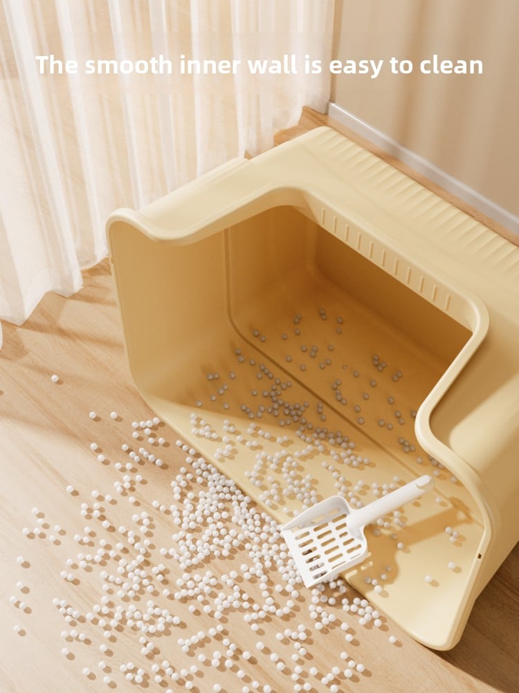 Large Open Cat Litter Box Semi Enclosed Anti Splash Odor Control Toilet for Kittens
