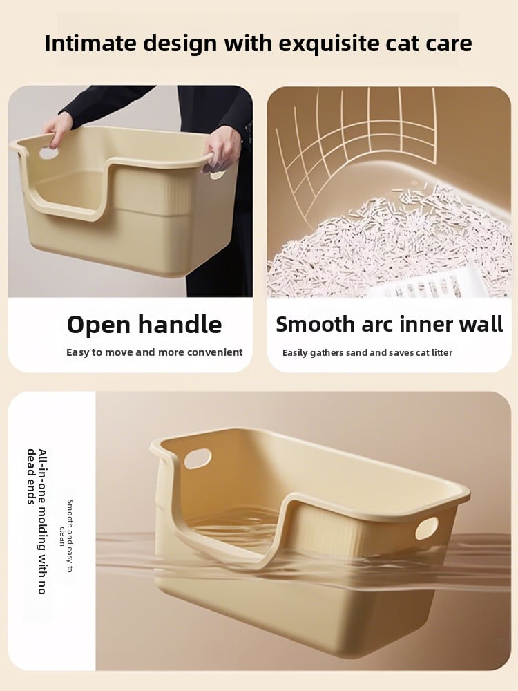 Large Open Cat Litter Box Semi Enclosed Anti Splash Odor Control Toilet for Kittens