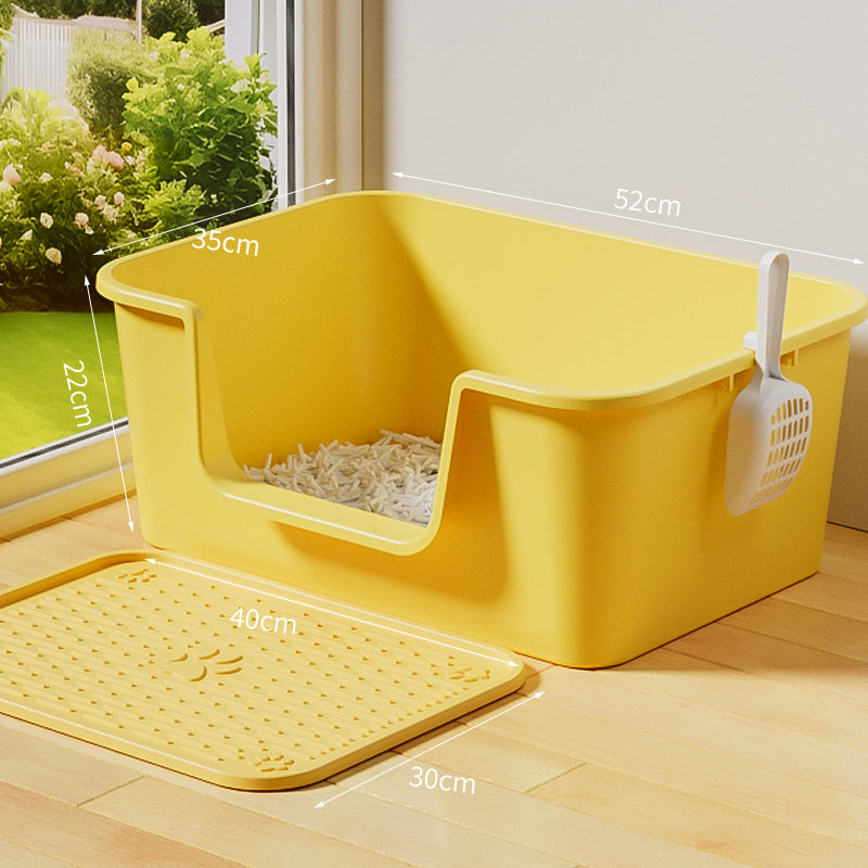Large Open Cat Litter Box Semi Enclosed Anti Splash Odor Control Toilet for Kittens