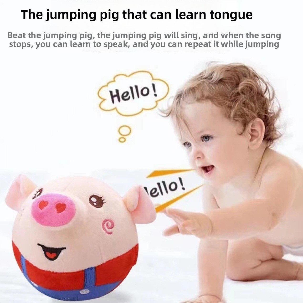 Talking Bouncing Pig Toy ? Musical Plush Ball with Detachable and Washable Cover