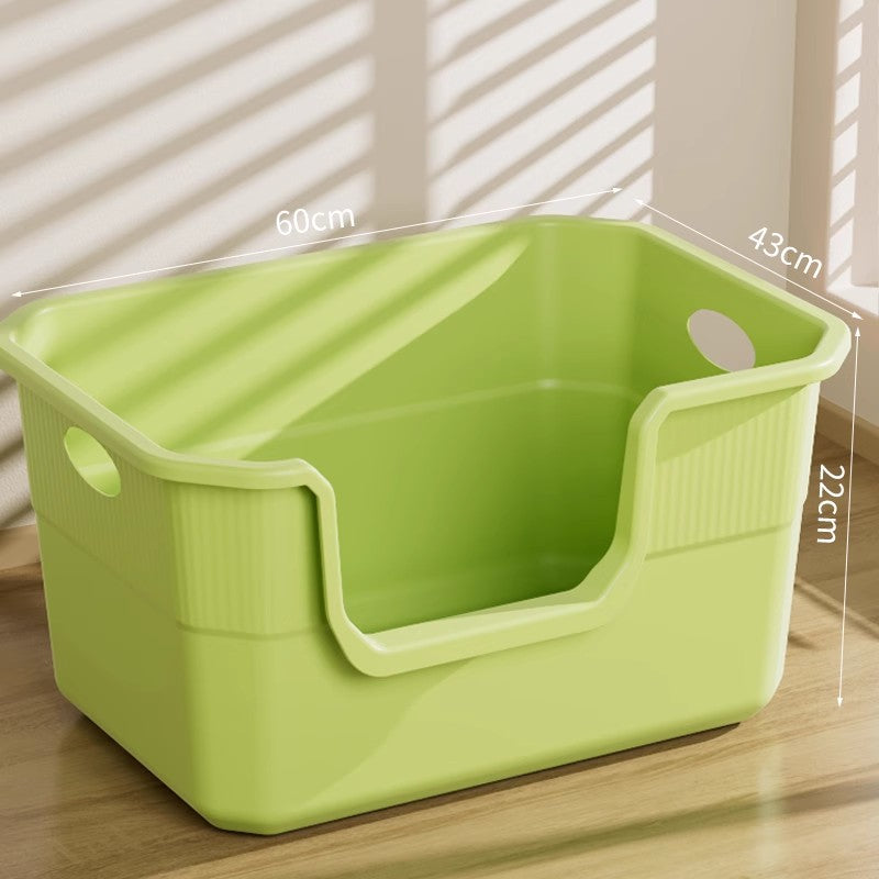 Large Open Cat Litter Box Semi Enclosed Anti Splash Odor Control Toilet for Kittens