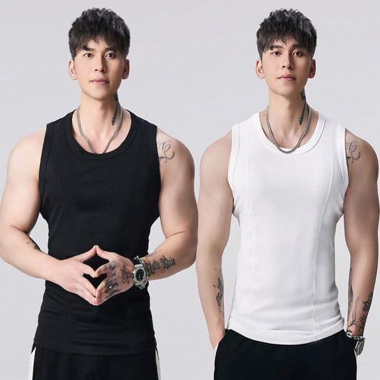 Heavy 310g sleeveless waistcoat men's vest big summer sports leisure fitness training T-shirt base