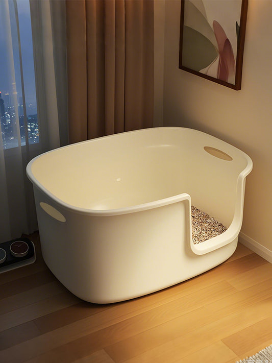 Large Open Cat Litter Box Semi Enclosed Anti Splash Odor Control Toilet for Kittens