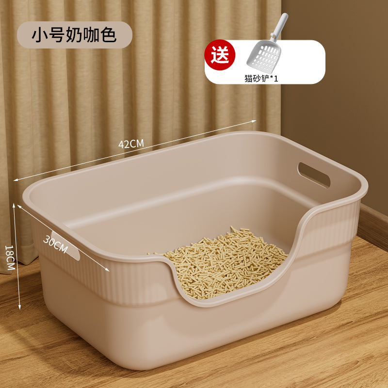 Large Open Cat Litter Box Semi Enclosed Anti Splash Odor Control Toilet for Kittens