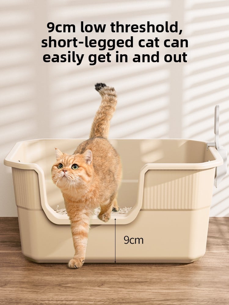 Large Open Cat Litter Box Semi Enclosed Anti Splash Odor Control Toilet for Kittens