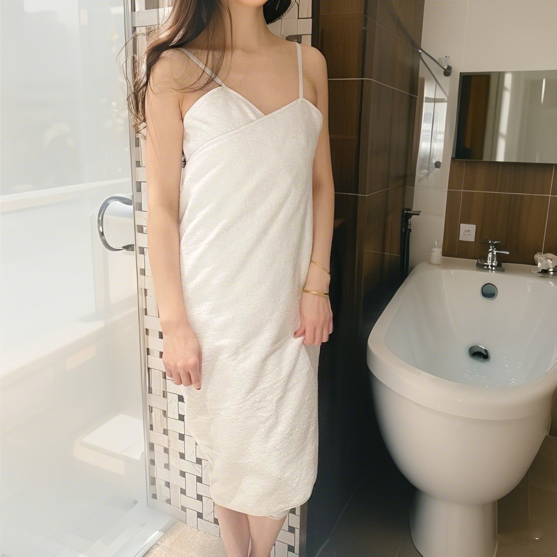 Super Nightgown Bathrobe Women's Thin Backless Coral Fleece Bath Towel One-body Pajamas Couple's Home Bath Nightgown
